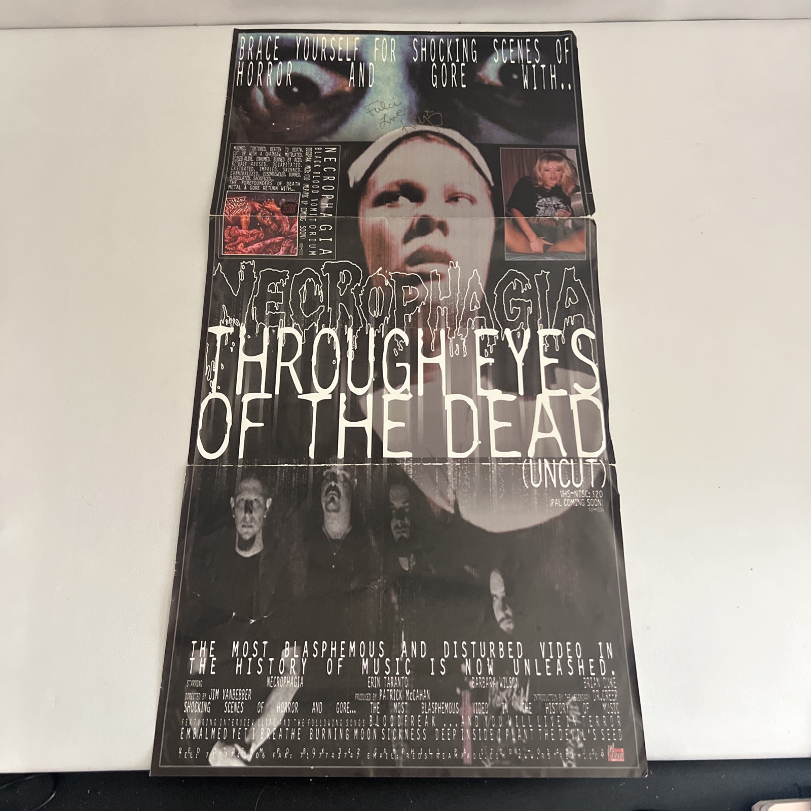 NECROPHAGIA - THROUGH THE EYES OF THE DEAD (UNCUT)  Signed Promotional POSTER