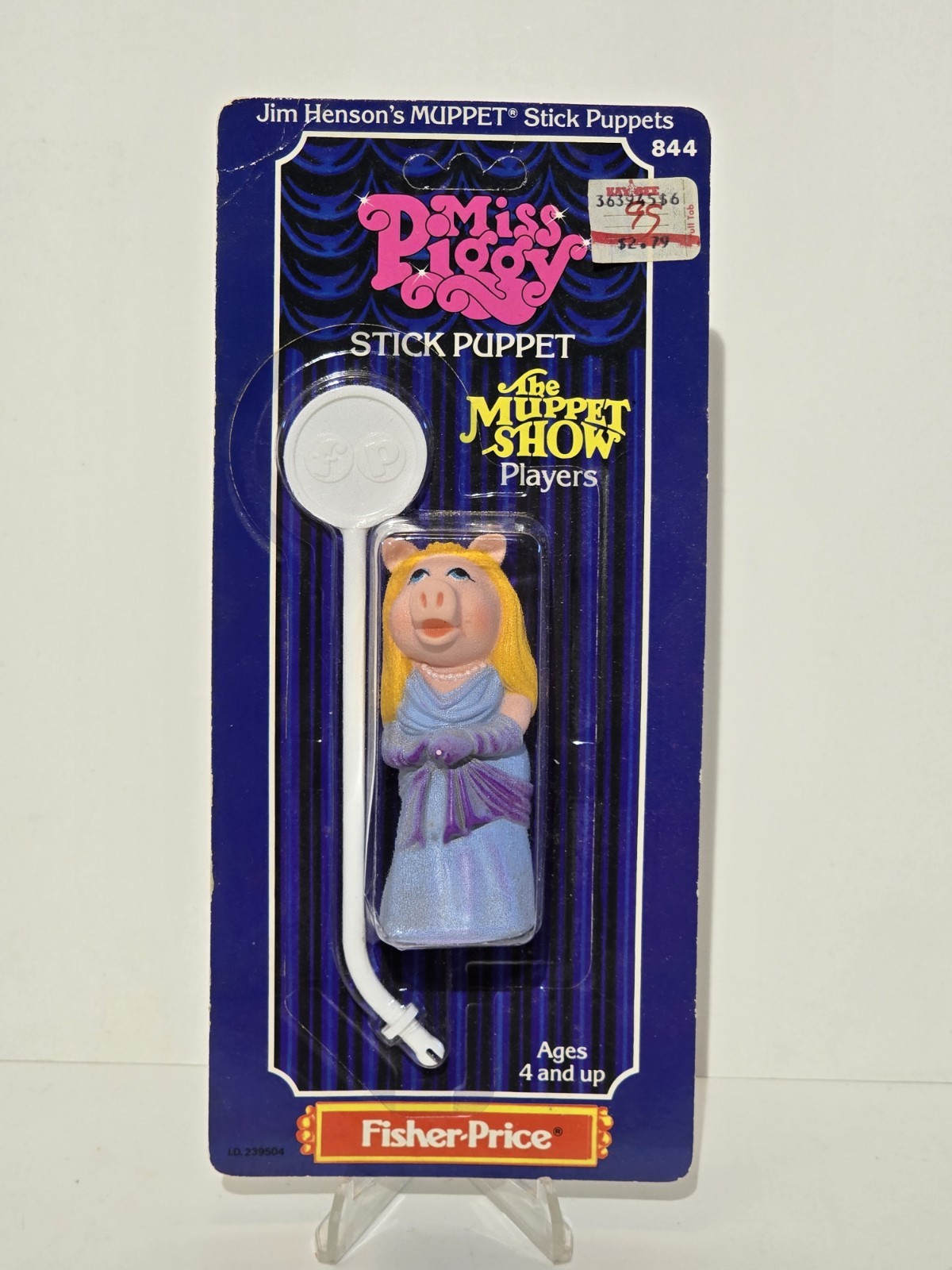 VTG 1979 Fisher Price Miss Piggy Stick Puppet Muppet Show Players New On Card