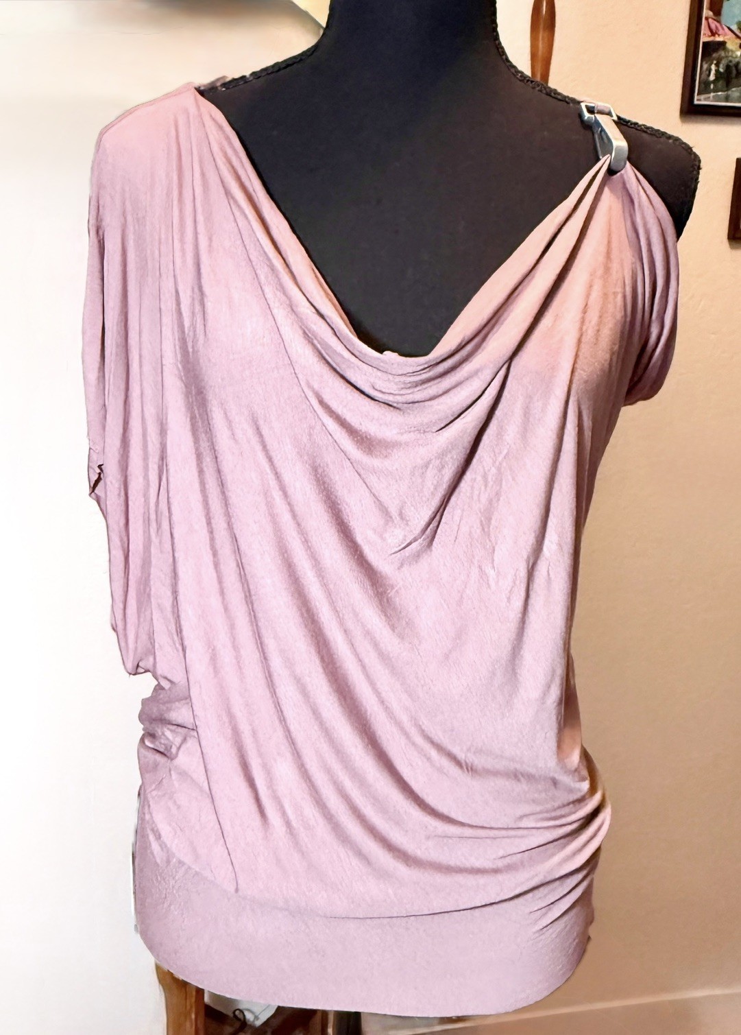 VTG Bailey 44 Asymmetrical Sleeve Draped Style Dusty Rose Slouch Collar NEW NWT