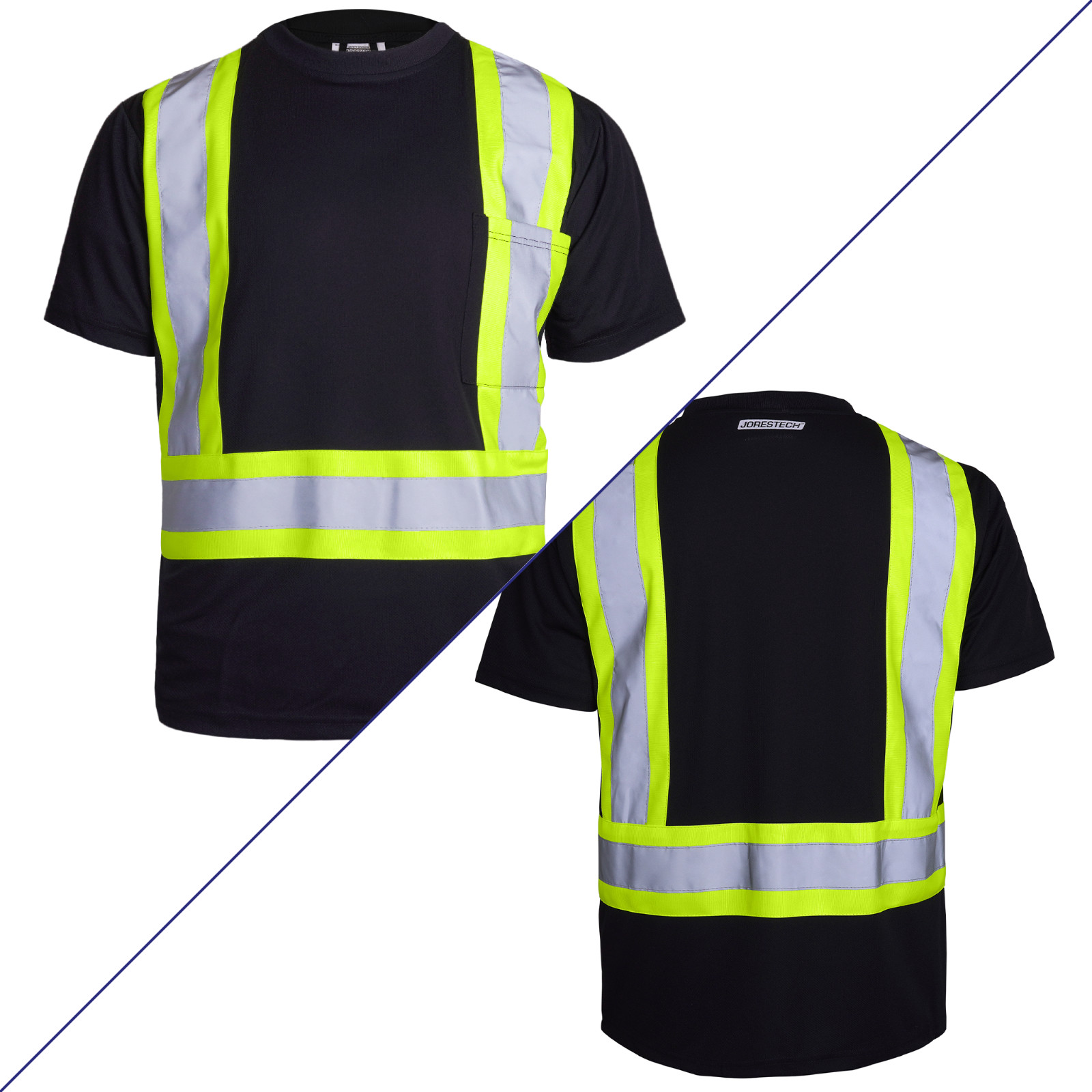 Hi Vis Black Safety Shirt Reflective Two Tone ANSI Work Shirt JORESTECH