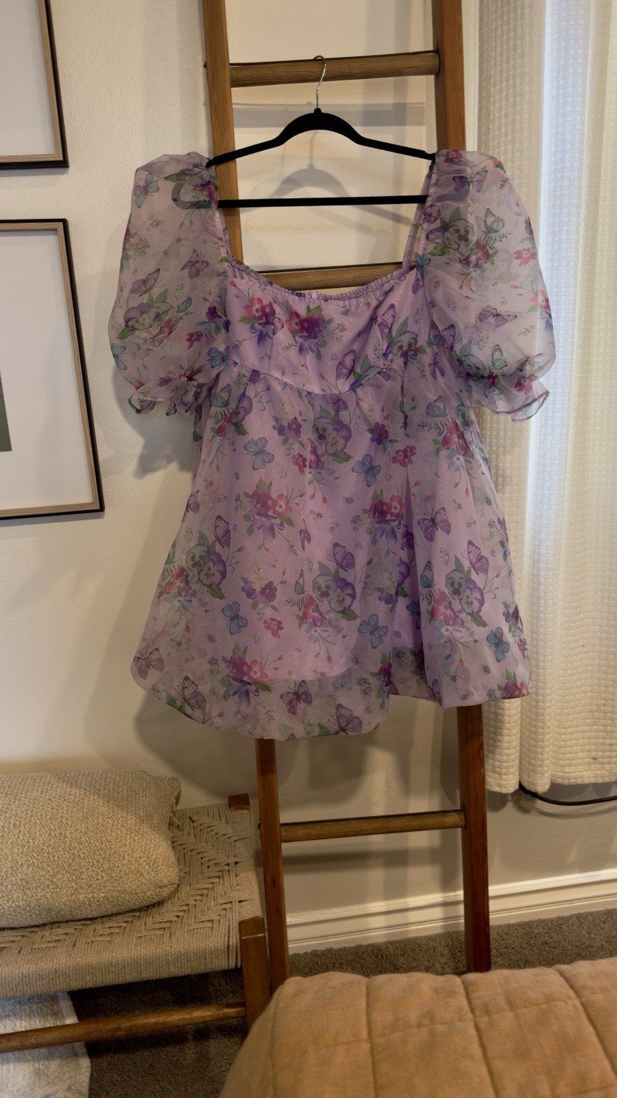 Purple butterfly chiffon babydoll dress Purple butterfly chiffon babydoll dress