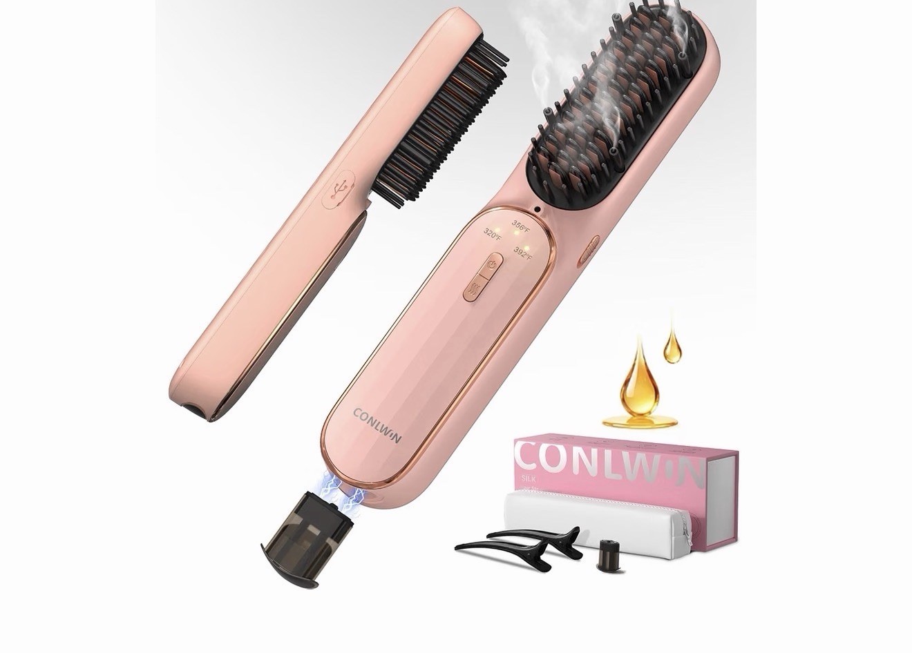 Cepillo Alisador de Cabello Ionic 6 Temperatures Anti-Burnished Rose Cepillo Alisador de Cabello Ionic 6 Temperatures Anti-Burnished Rose