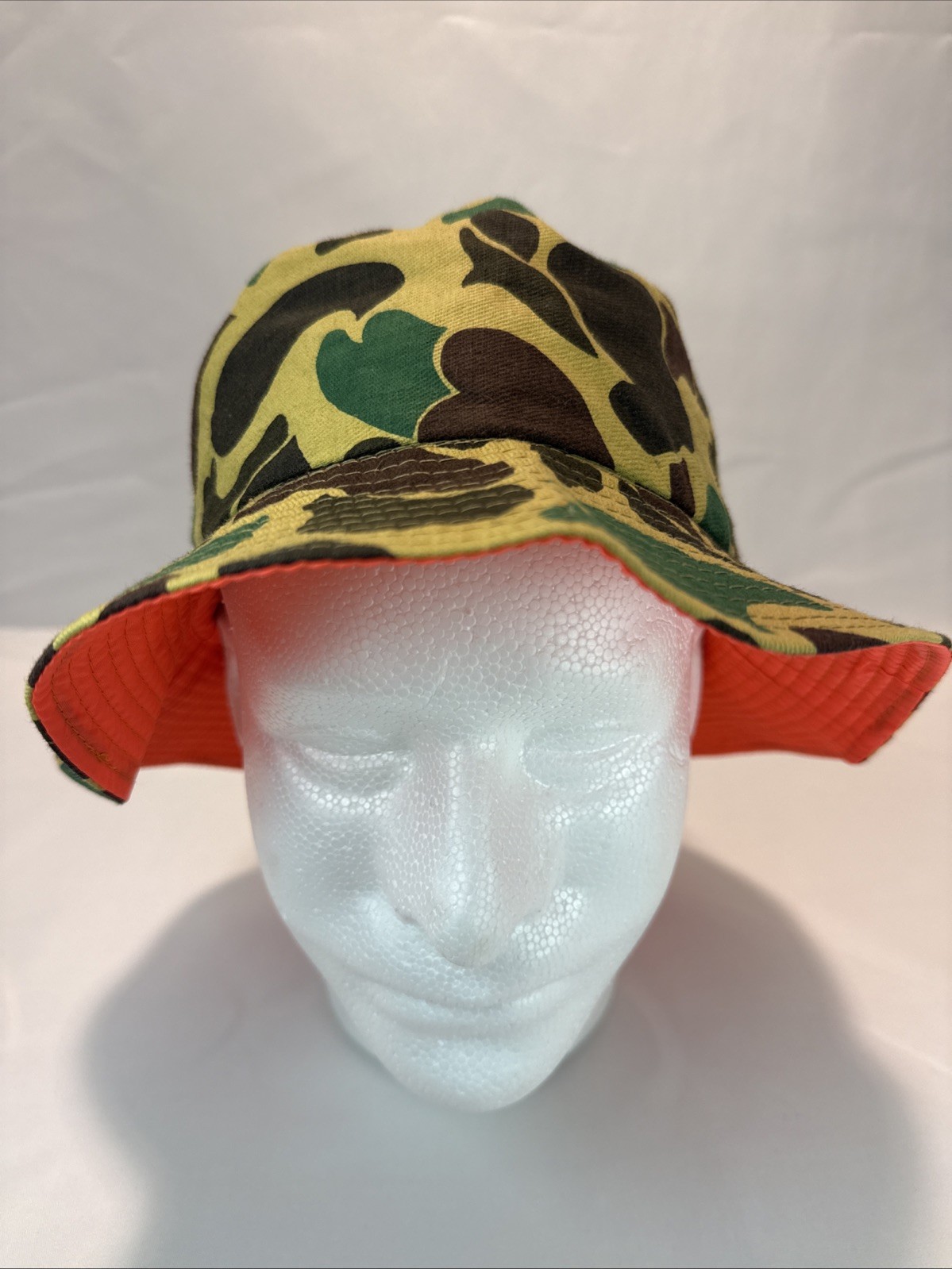 Vintage Camo Bucket Hat Orange Under Brim XL