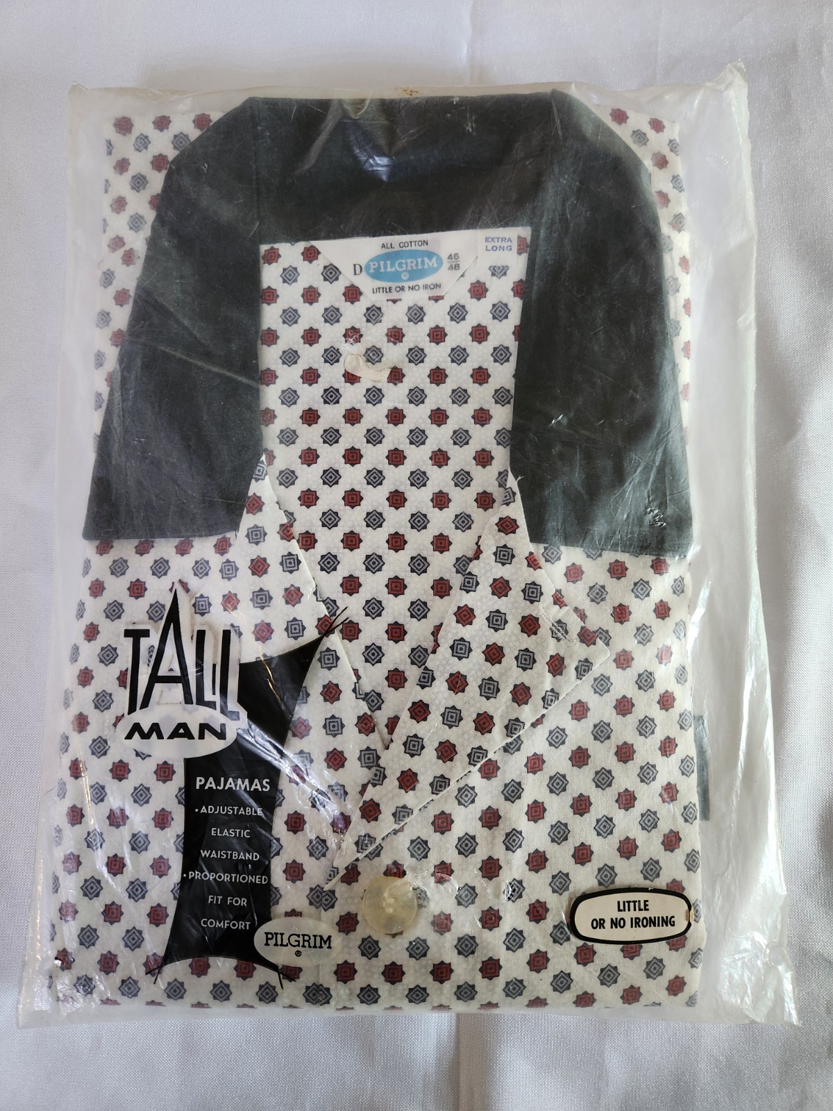 Vintage 1950\'s Sears Pilgrim Tall Man Pajama Set SZ46-48 Original Packaging NOS