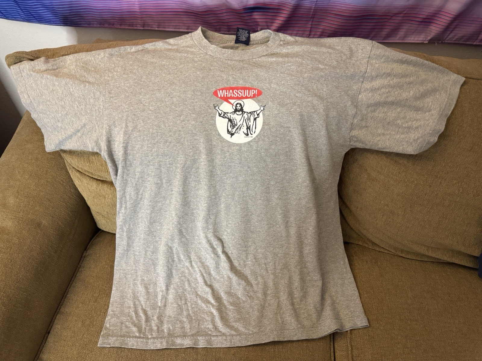 Vintage FUNNY Jesus Whassuup Shirt Mens XL Gray Vintage FUNNY Jesus Whassuup Shirt Mens XL Gray