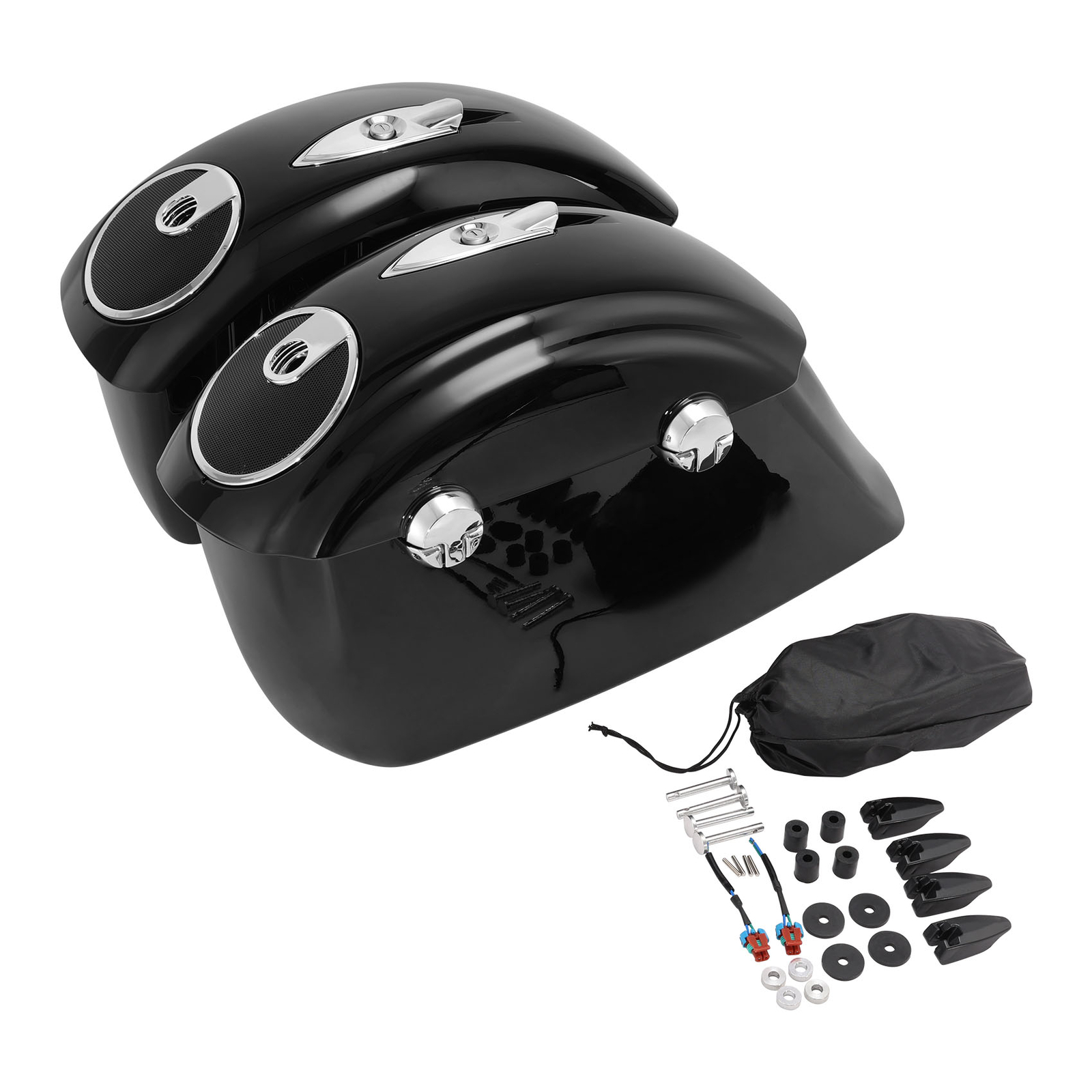 Hard Saddlebag Electronic Latch Audio Lid Fit For Indian Roadmaster 2015-2024