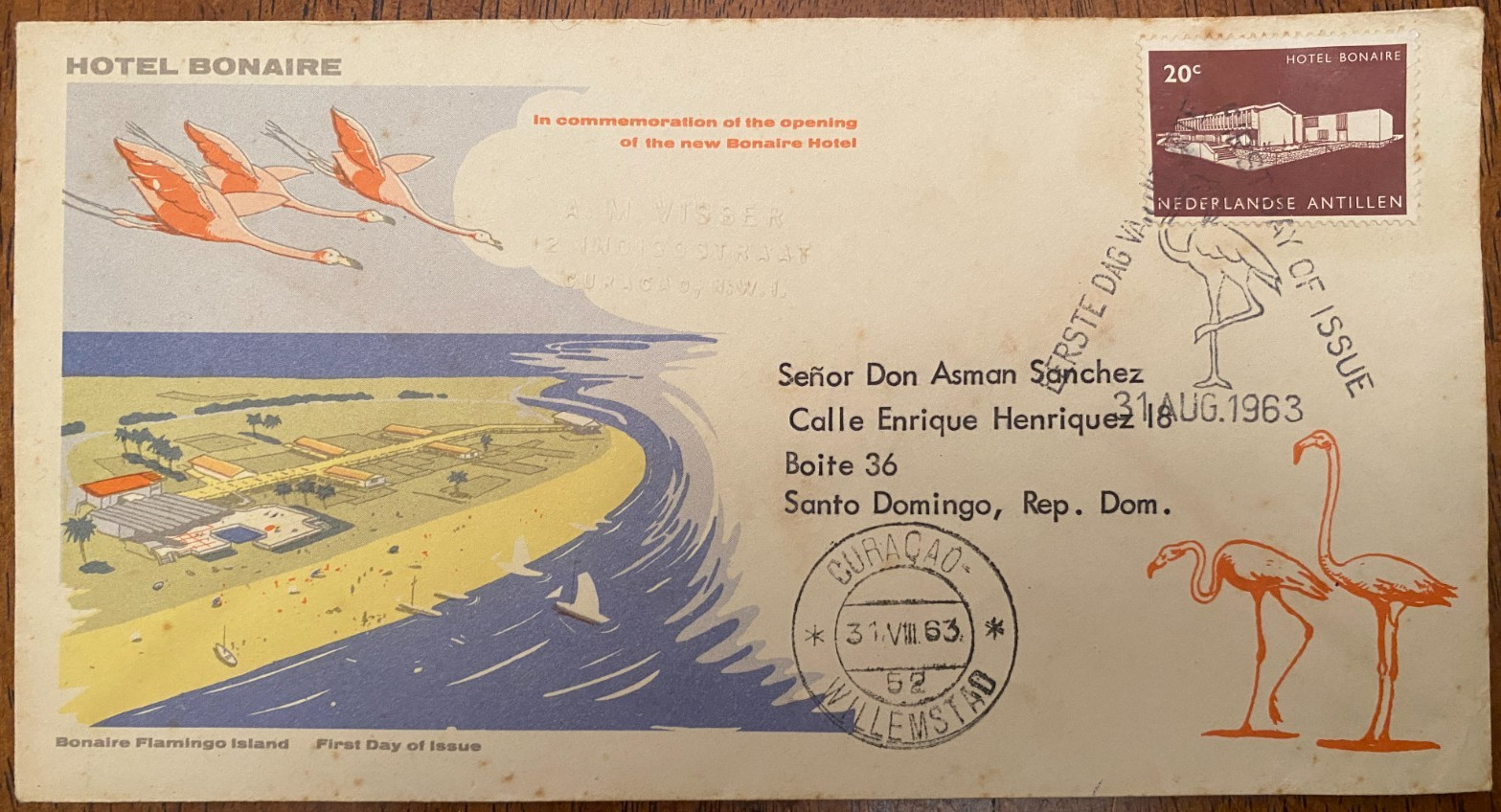 Dominican Republic, FDI Cachet Cover Curacao to Sto. Domingo, used/postmarked