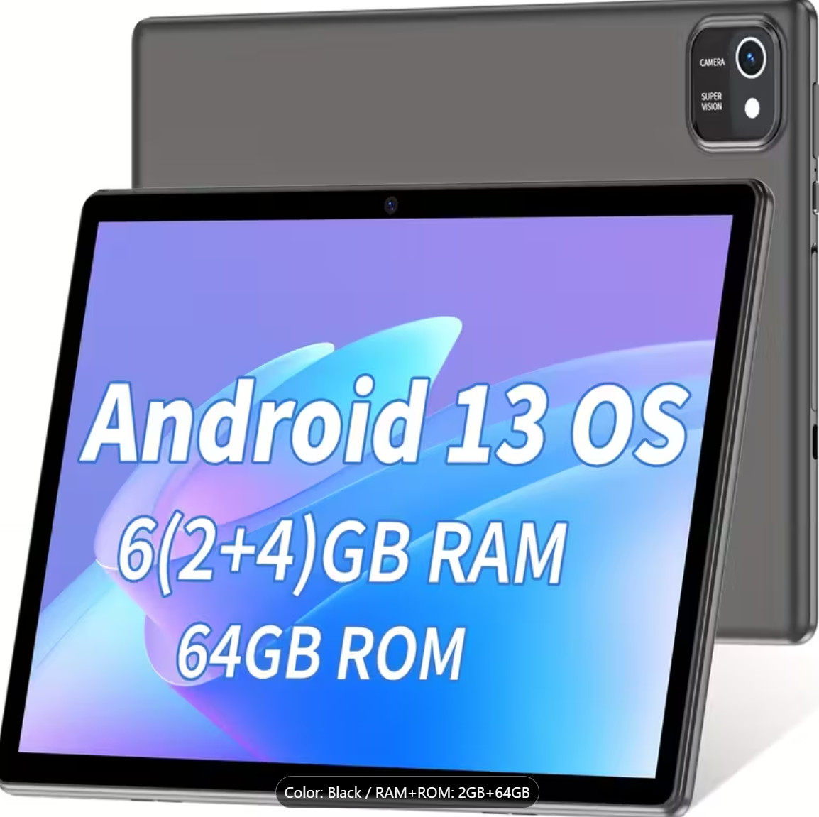 New 13, 10-inch Android Tablet, 6 (2+4) 64GB, 4-core Tablet, IPS HD Touch Screen