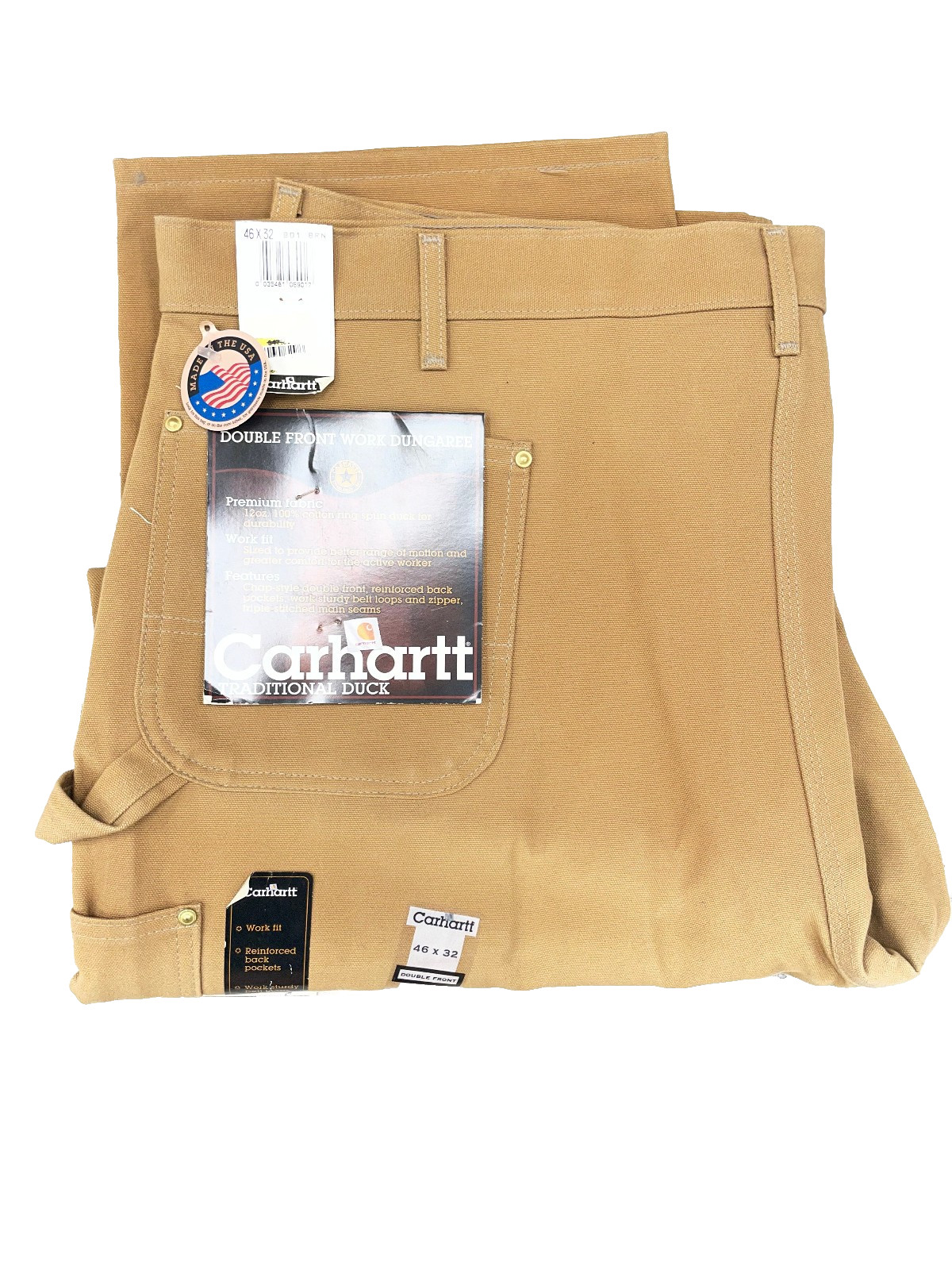 Vintage Carhartt B01 BRN Double Knee Pants Made In USA Deadstock NWT 46x32 Union Vintage Carhartt B01 BRN Double Knee Pants Made In USA Deadstock NWT 46x32 Union
