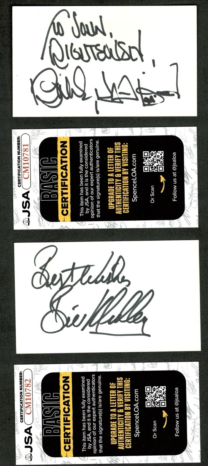 Bobby Hatfield & Bill Medley Righteous Brothers Signed Autographed 3x5 Cards JSA