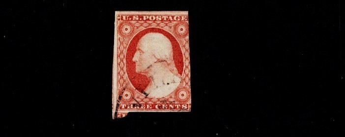 1851-7 U.S.CLASSIC 3c Dl Red Washington Ty II  IMPERF  Sc#11A Great Local Cancel