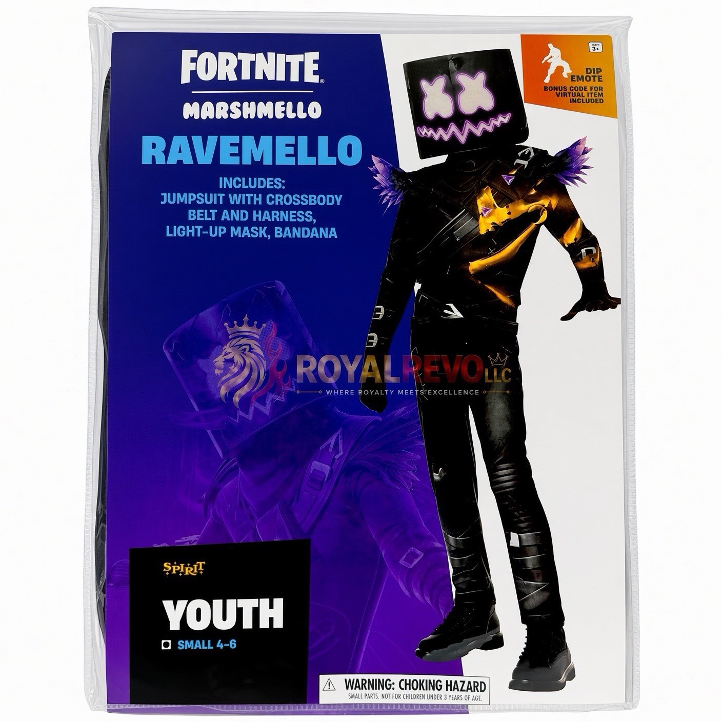 05077789 Spirit Halloween Kids Ravemello Costume - Fortnite Marshmello Size Vary