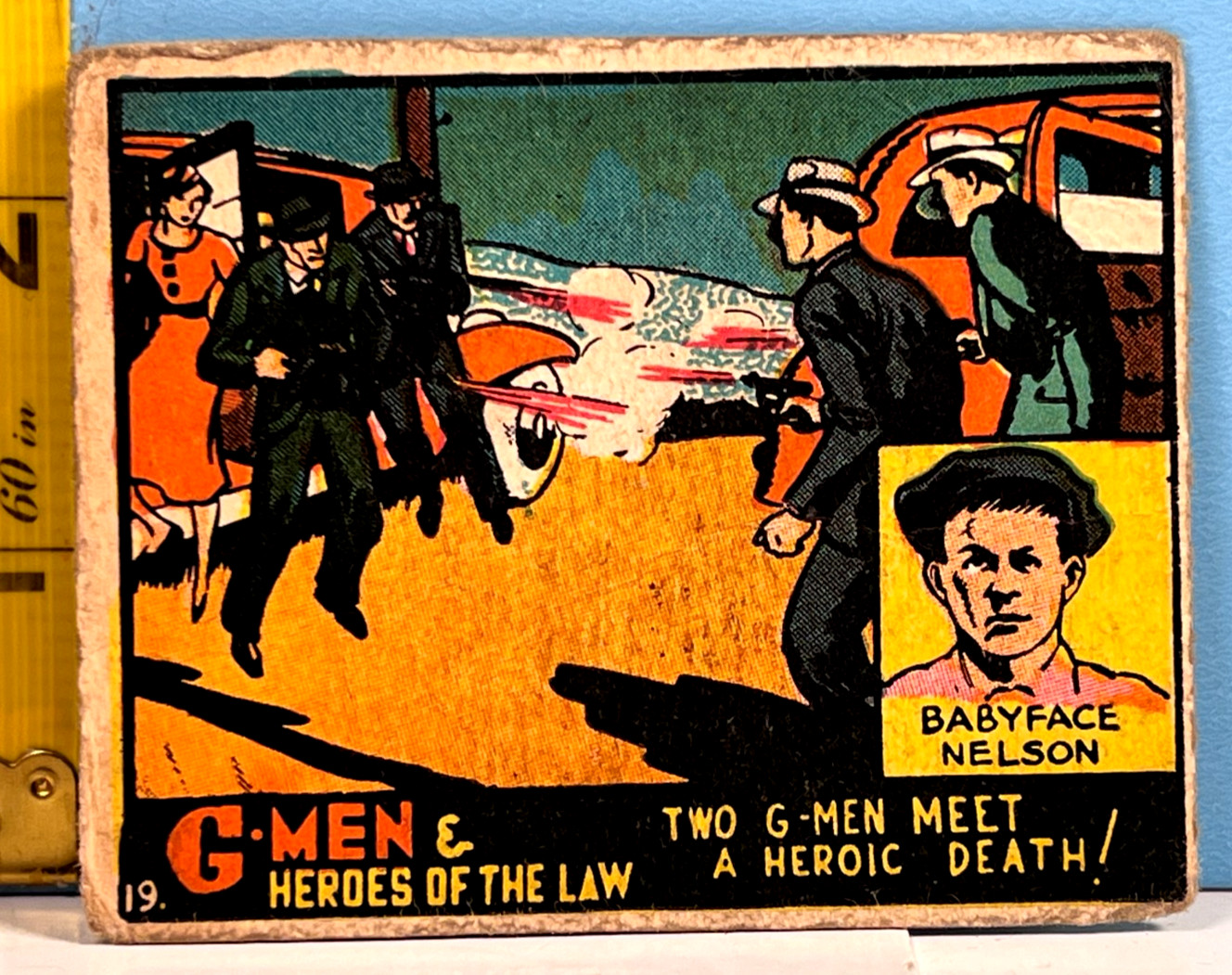 1936 Gum Inc. G-Men & Heroes of the Law #19 Babyface Nelson Heroic Death