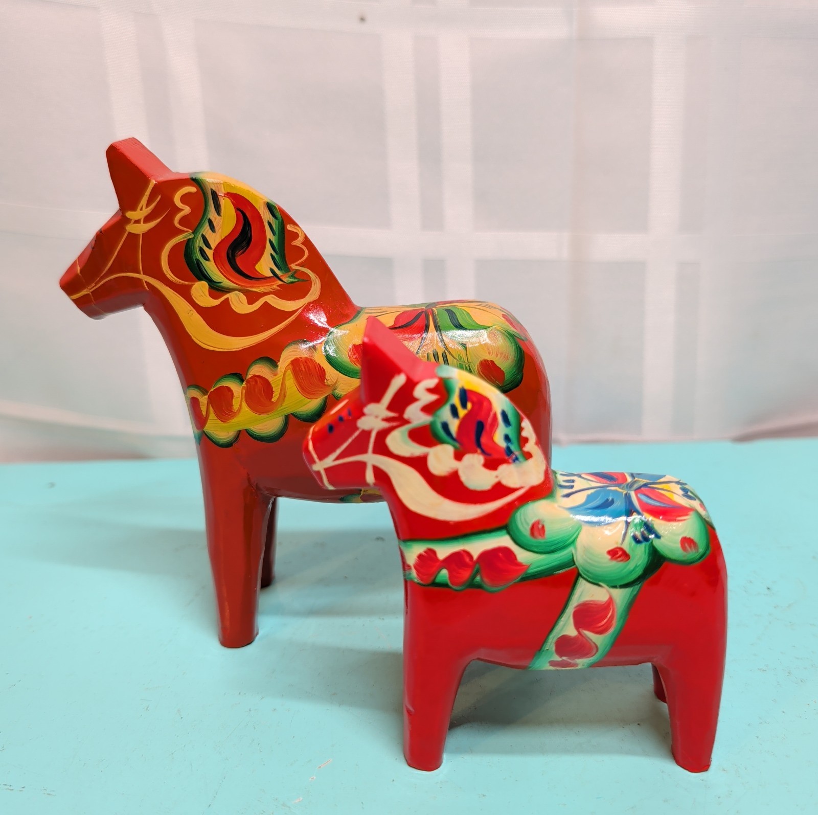 2 Vintage Swedish Dala Horses Matching Set Erik Pell Sweden Dalahemslojd Sticker