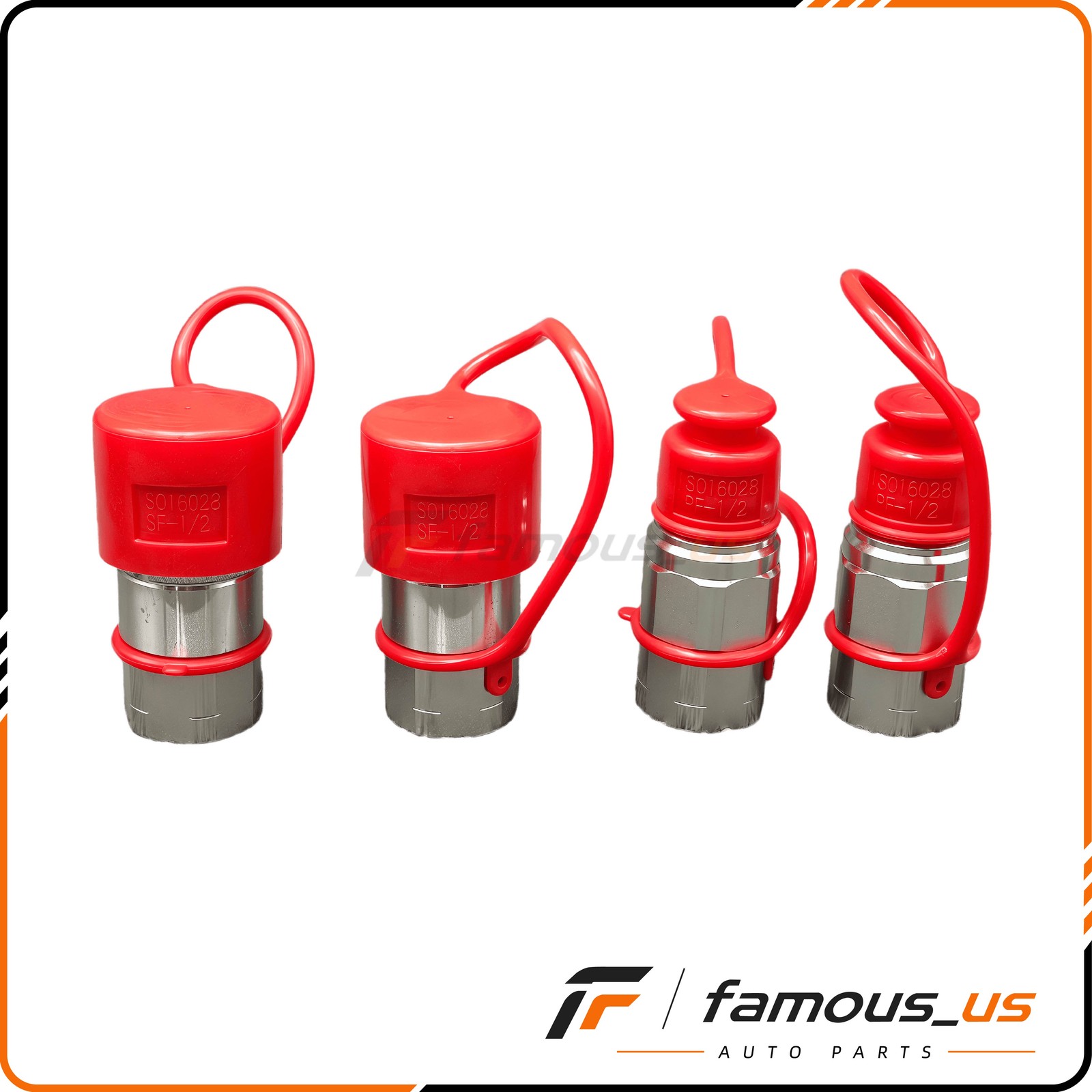 Flat Face Hydraulic Quick Couplers 1/2in NPT 2 Sets For Bobcat Skid Steer