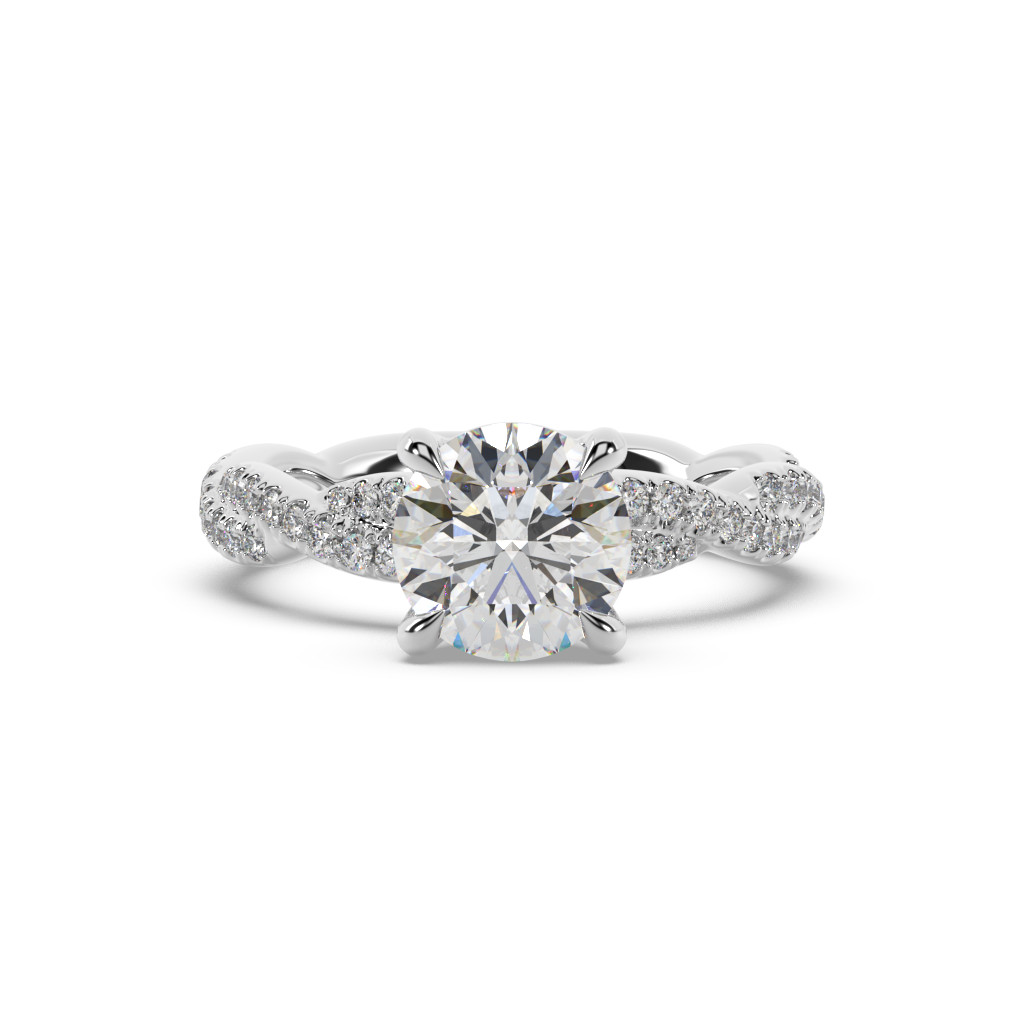 IGI Certified Lab Grown Diamond Engagement Ring 2.42 Ct Round Cut 14k White Gold