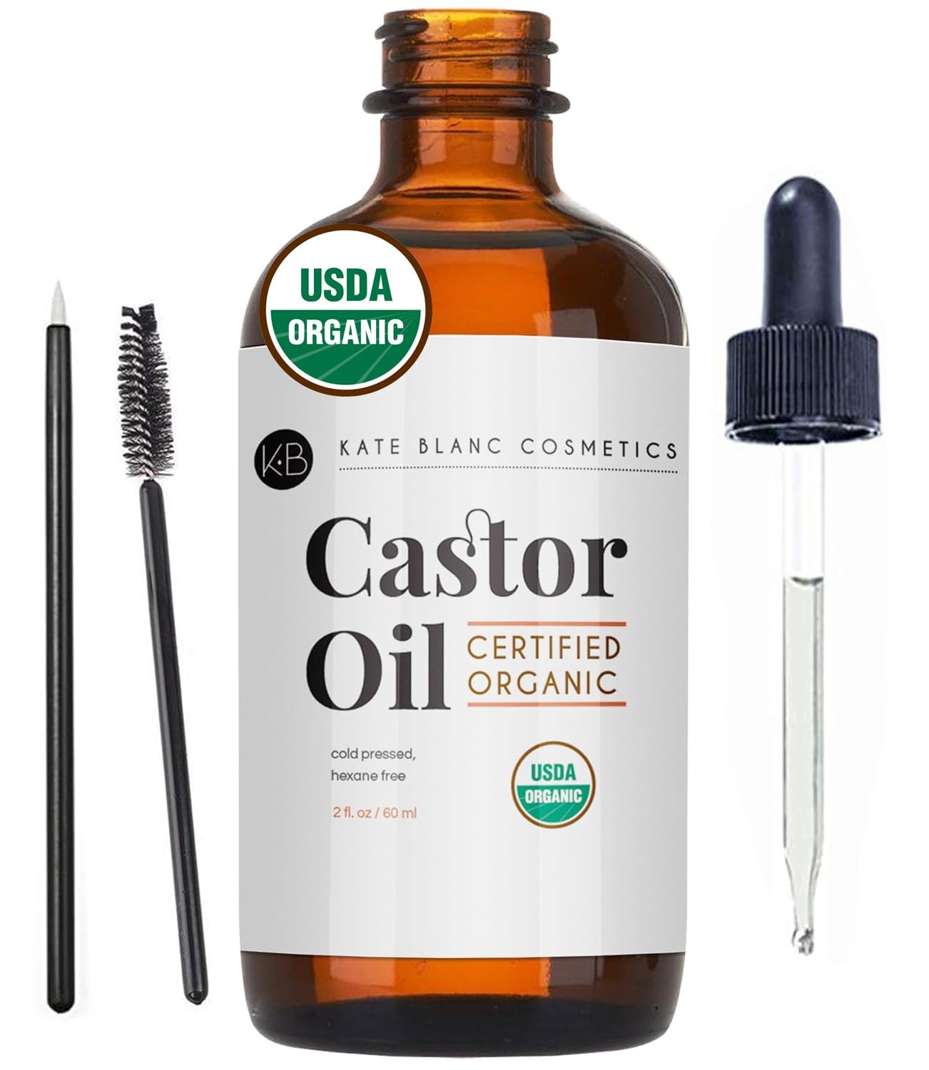 Kate Blanc Cosmetics Castor Oil Organic for Hair, Lashes, Face (2oz), 100% Pure, Kate Blanc Cosmetics Castor Oil Organic for Hair, Lashes, Face (2oz), 100% Pure,