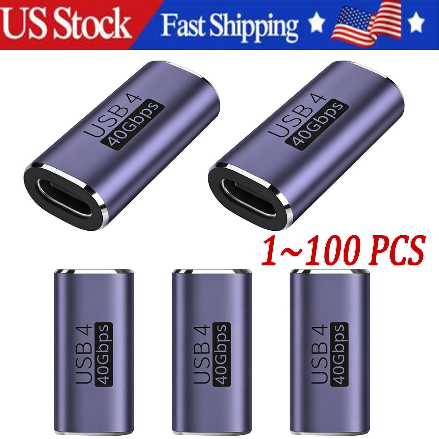 USB 4 Type C Female to Female Adapter Coupler 240W 40Gbps 8K for Thunderbolt Lot