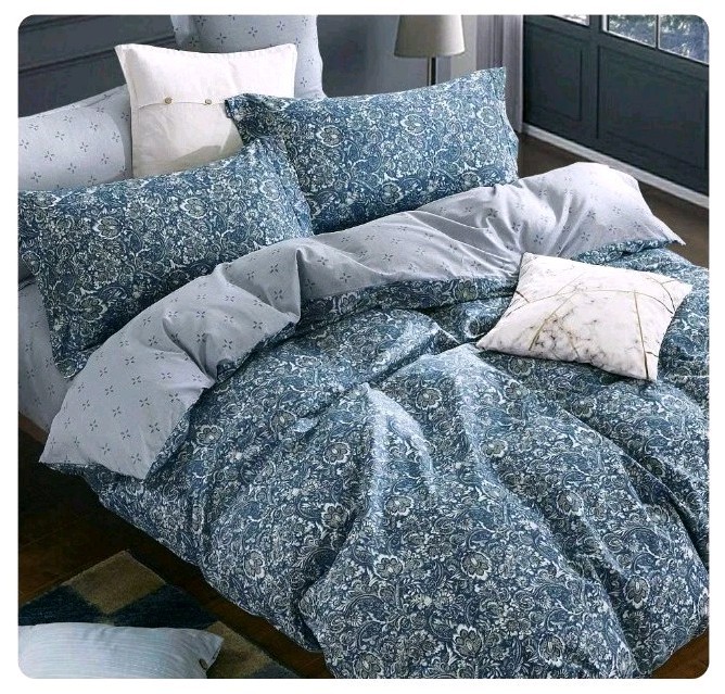 Sleepbella Duvet Cover King, 600 Thread Count Cotton Blue & Green Paisley Floral