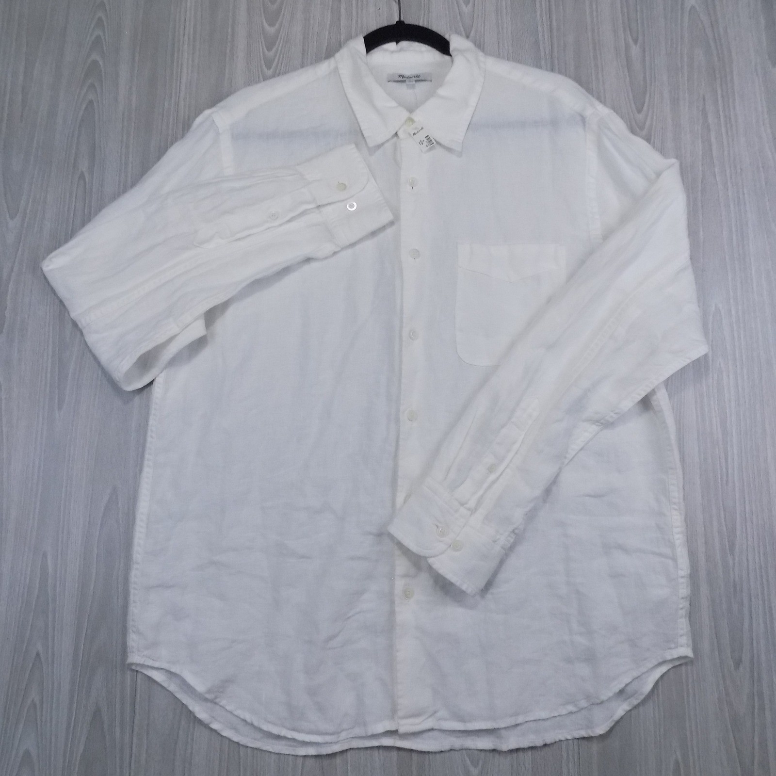 Madewell 100% Linen Shirt Mens M White Button-down Summer Casual Preppy NEW
