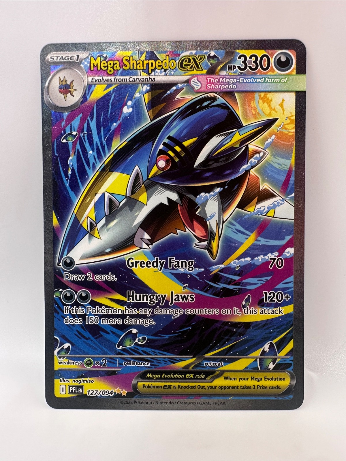 Mega Sharpedo ex SIR Special Illustration Rare PFL 127/094 Pokemon NM