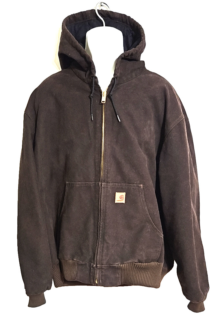 CARHARTT Vintage Jacket Men\'s XXL 2XL J130 DKB Brown Workwear Active Coat USA
