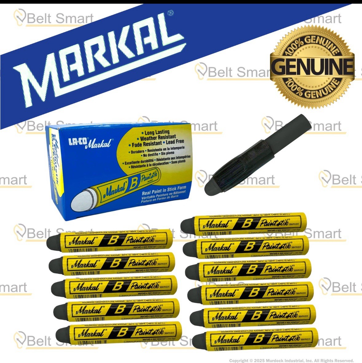 (227 Rack) Genuine Markal 12-Pack Paintstik B Paint Markers w/ Magnetic Grip