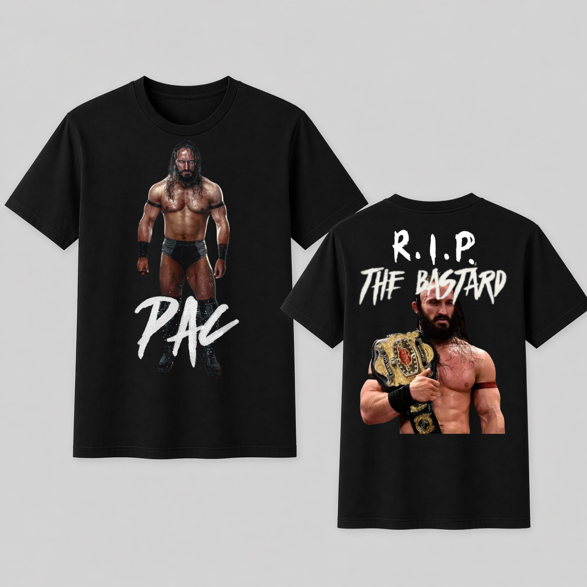 R.I.P PAC The Bastard AEW Wrestling Graphic T Shirt Black Cotton Vintage Tee
