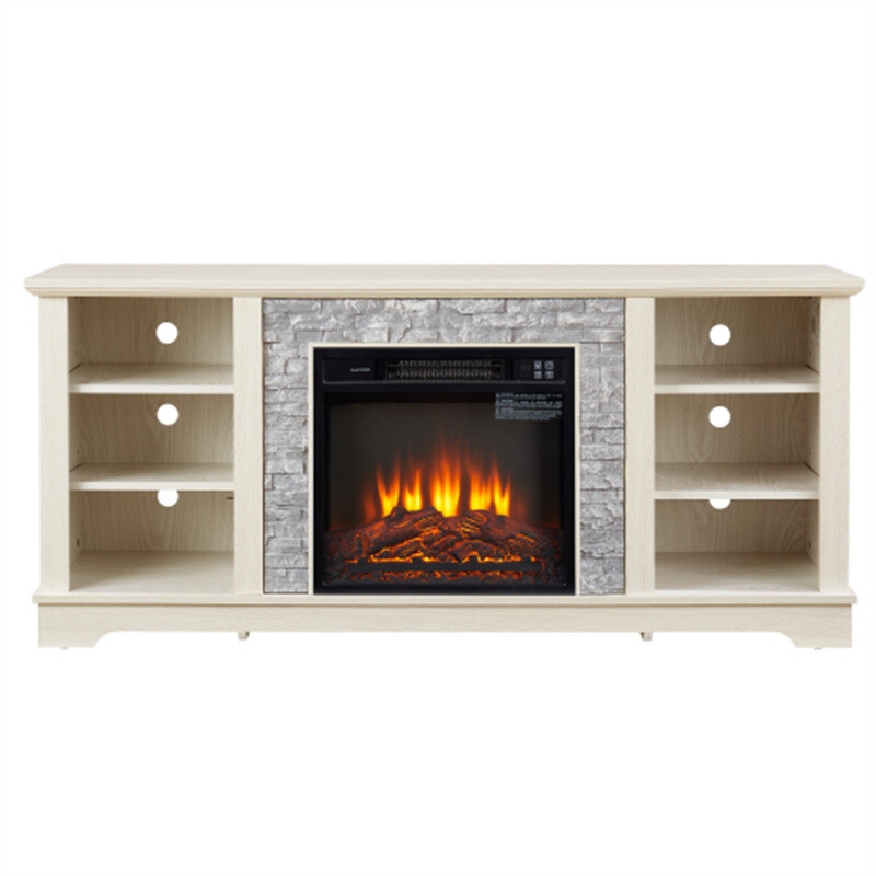 White 58 in Fireplace TV Stand w/18\