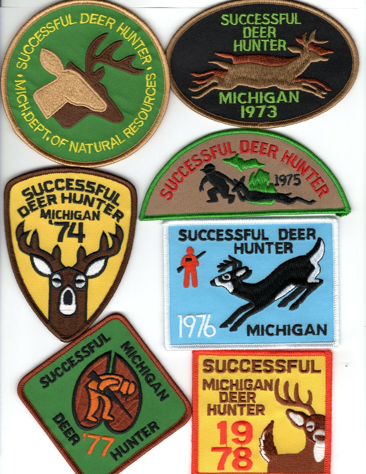 1972-73-74-75-76-77-78 Michigan Successful Deer Hunting Patches 1972-73-74-75-76-77-78 Michigan Successful Deer Hunting Patches