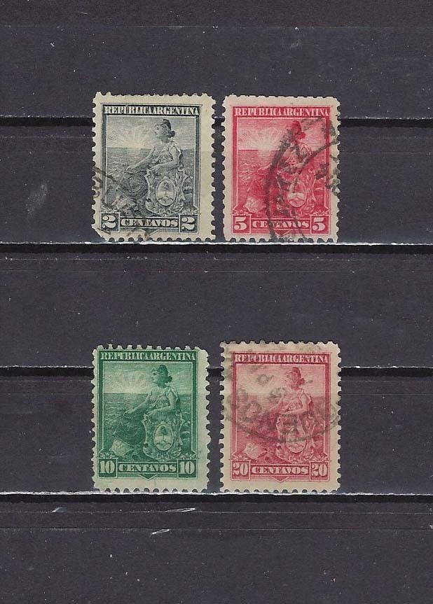 ARGENTINA , 1899/1903 , ALLEGORY , SET OF 4 STAMPS , PERF , USED ARGENTINA , 1899/1903 , ALLEGORY , SET OF 4 STAMPS , PERF , USED