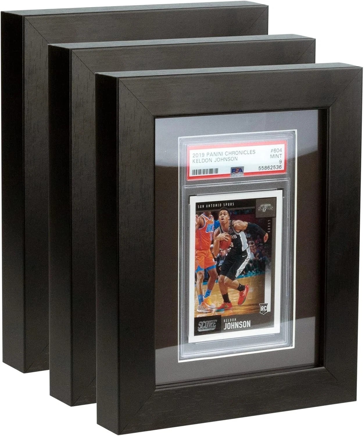 THREE (3) ALL WOOD DISPLAY FRAMES FOR PSA GRADED CARDS (ALSO FITS CGC AND CGS)