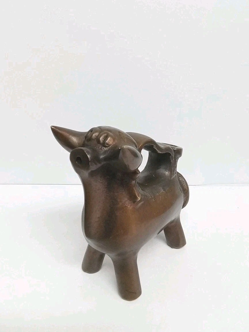 Vtg Bronze Brutalist Bull Incense Burner Figurine Heavy Vtg Bronze Brutalist Bull Incense Burner Figurine Heavy