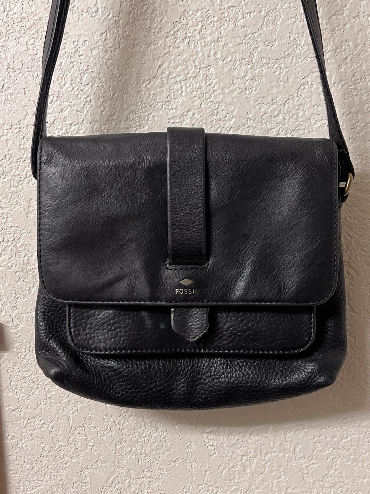 Vintage Fossil Kinley Small Crossbody Black Pebbled Leather Handbag Womens/Mens Vintage Fossil Kinley Small Crossbody Black Pebbled Leather Handbag Womens/Mens