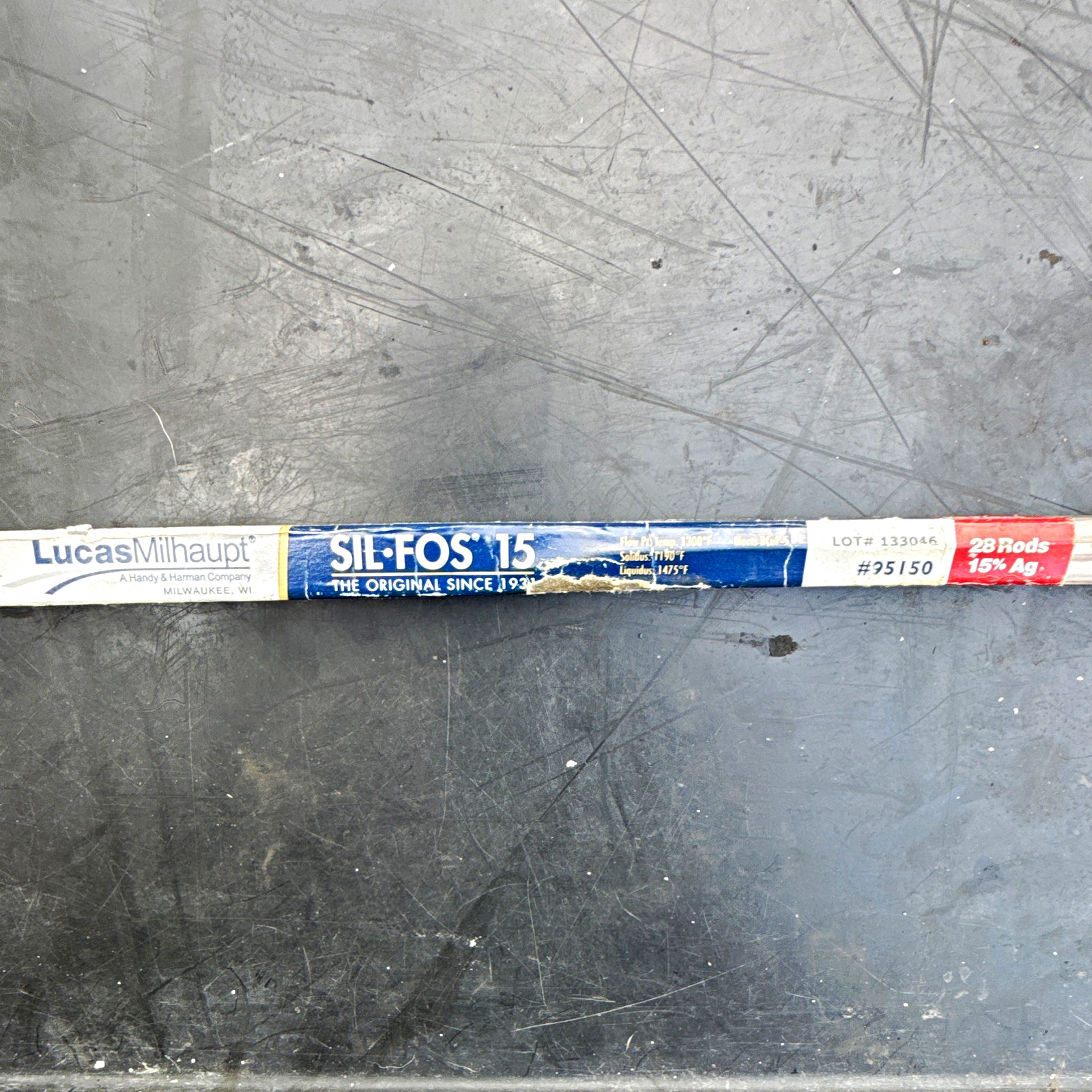Lucas Milhaupt SIL-FOS 15 Brazing Rods 15% Ag BCuP-5 20 in 25 ct Lot# 95150