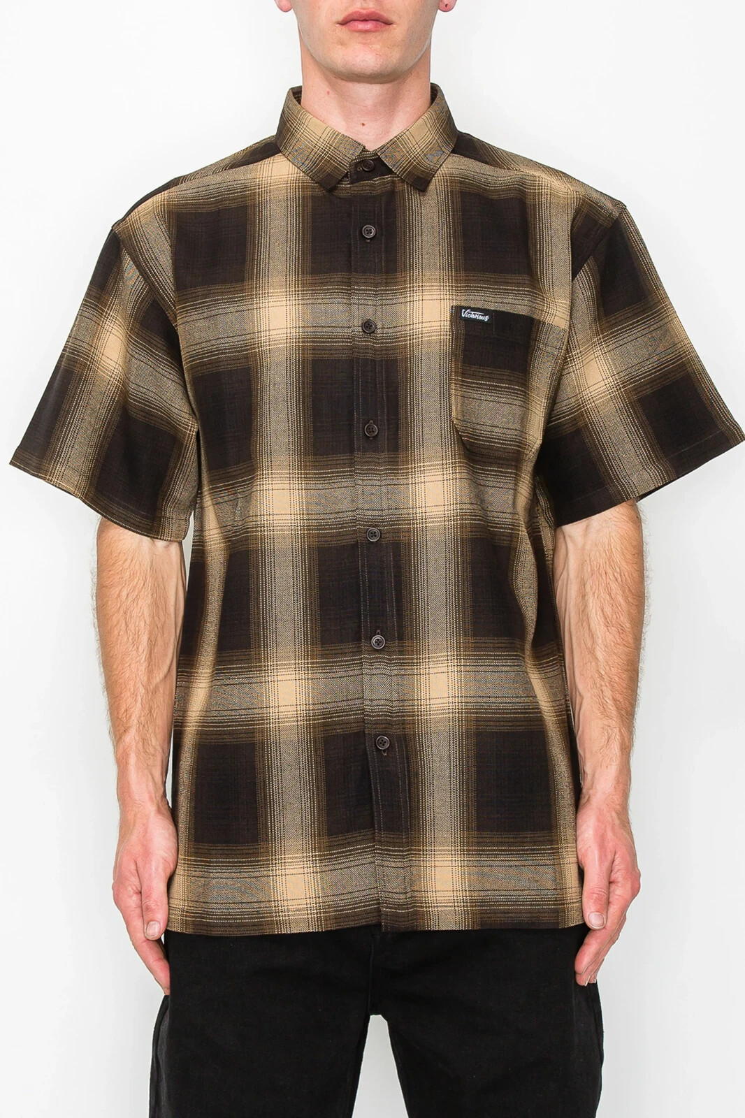 Victorious Men\'s Old School Plaid Flannel Short Sleeve Shirts VS-SS30 Victorious Men\'s Old School Plaid Flannel Short Sleeve Shirts VS-SS30