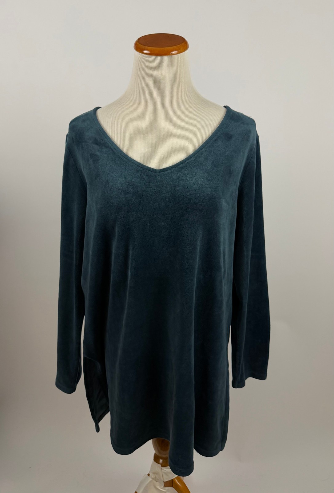 PURE JILL J. jill blue velour V Neck Tunic Top Women\'s M
