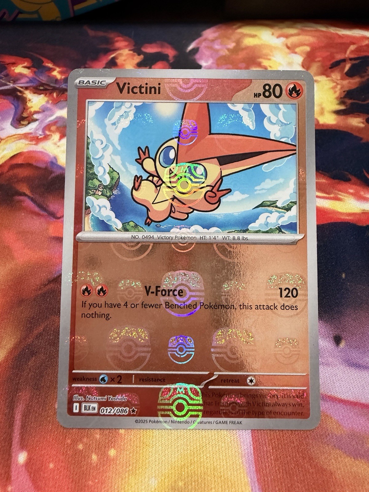 Victini (Master Ball Pattern) 012/086 Sv: Black Bolt Holo Victini (Master Ball Pattern) 012/086 Sv: Black Bolt Holo