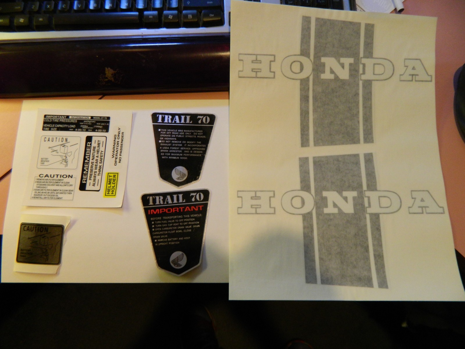 CT70 mini Trail ct70 KO frame decals complete set