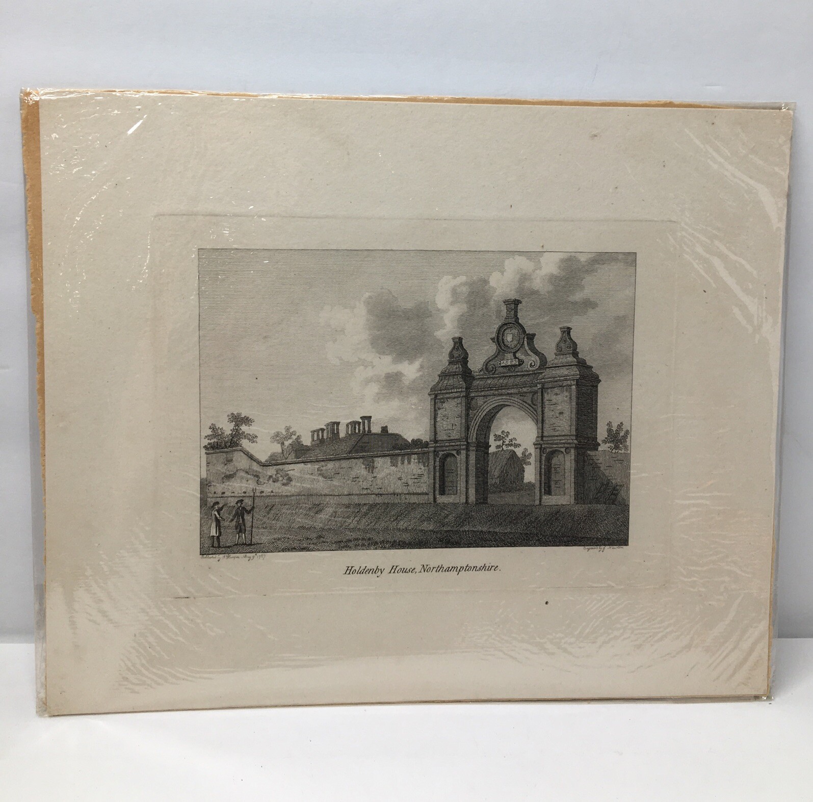 ANTIQUE PRINT HOLDENBY HOUSE NORTHAMPTONSHIRE C1787 PUB. S HOOPER ENG NEWTON G3
