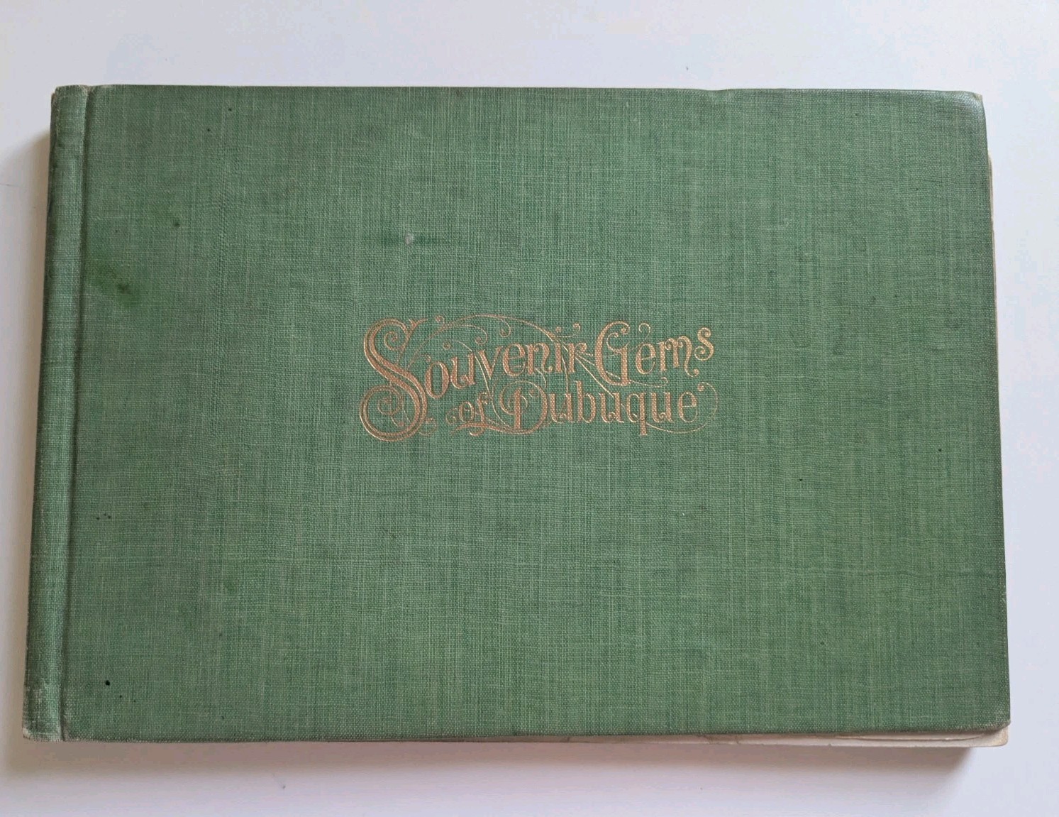 Souvenir Gems of Dubuque 1897 Antique Photo Book Vintage Green Album Historic IA