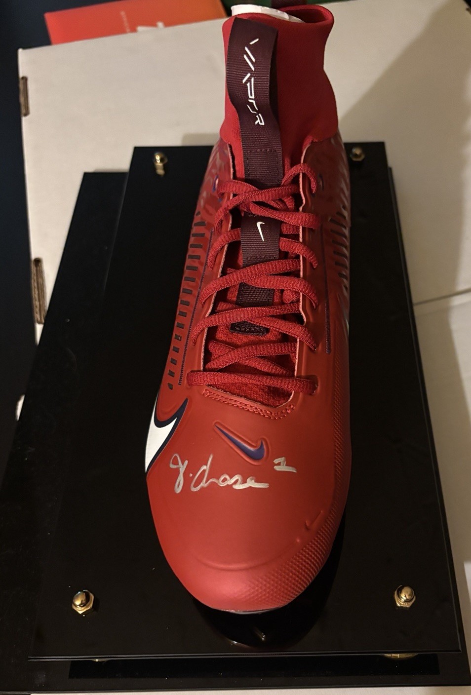 Ja'Marr Chase Cincinnati Bengals Autographed Nike Vapor Cleat Beckett Witnessed