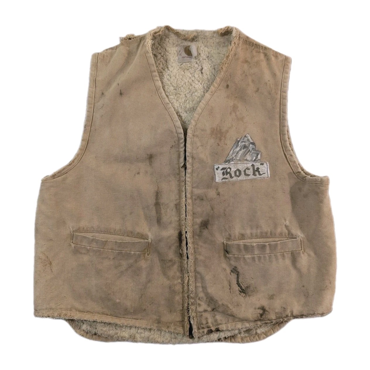 Vtg 70\'s Carhartt Sherpa Lined Brown Canvas Workwear Vest Size XL THRASHED USA Vtg 70\'s Carhartt Sherpa Lined Brown Canvas Workwear Vest Size XL THRASHED USA