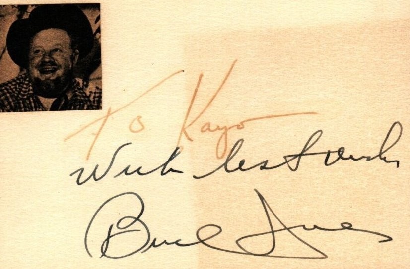 BURL IVES Autograph Signed 2.75X4.5 Card w/ COA Rudolph The Red Nosed Reindeer BURL IVES Autograph Signed 2.75X4.5 Card w/ COA Rudolph The Red Nosed Reindeer