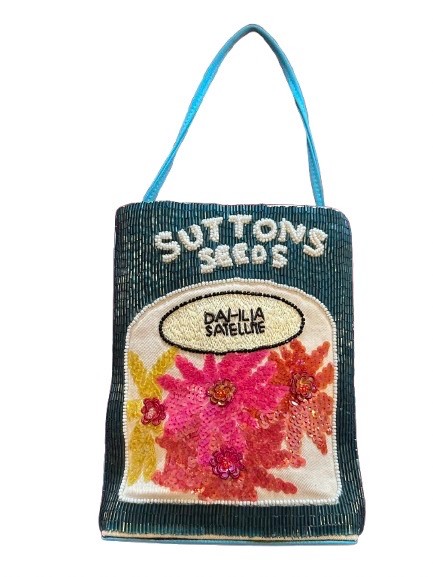 Rare Vintage Anya Hindmarch Silk Beaded 🌸 Dahlia Suttons Seeds 🌸 Purse