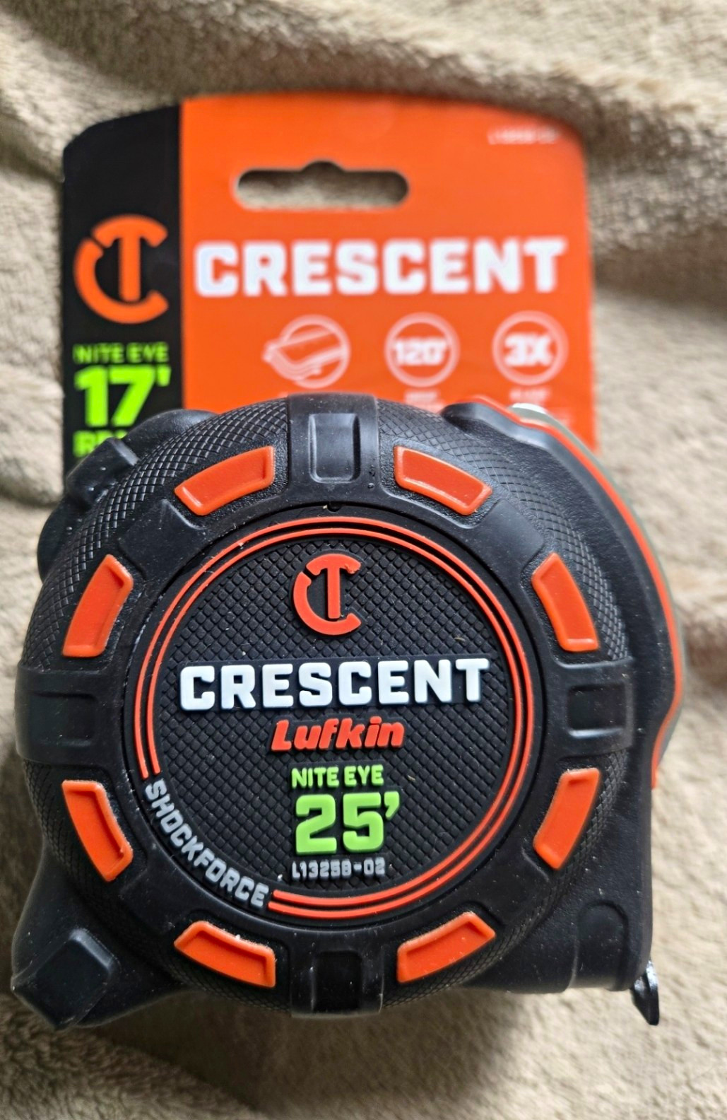 Crescent Lufkin Nite Eye Shockforce 25 ft Tape Measure Belt Clip L1325B-02