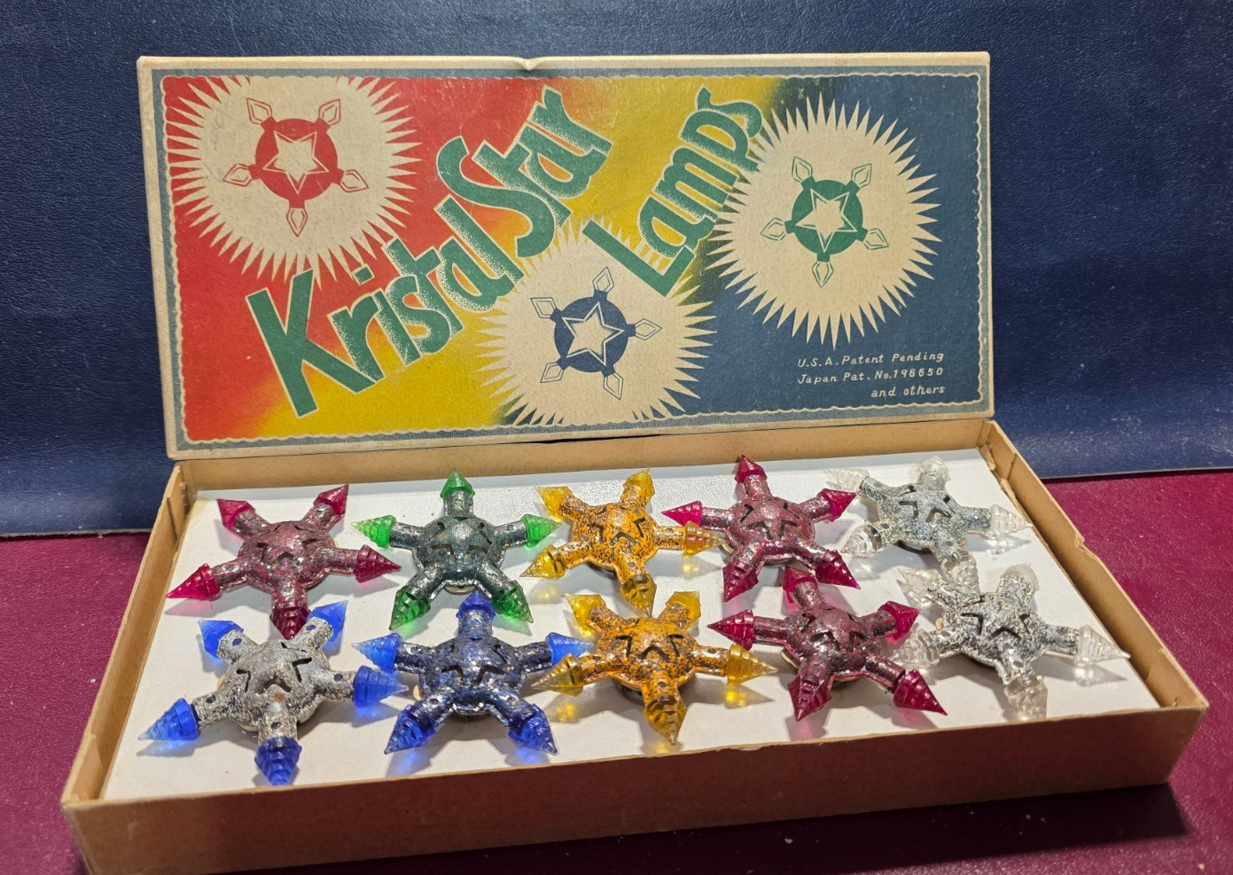 10 RELIANCE 1930s C-6 KRISTAL STAR Christmas Lights Original Box 10 RELIANCE 1930s C-6 KRISTAL STAR Christmas Lights Original Box