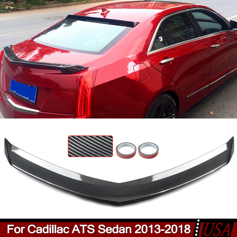 Highkick V Style Trunk Spoiler Wing Carbon Fiber Look Fit Cadillac ATS 2013-2018