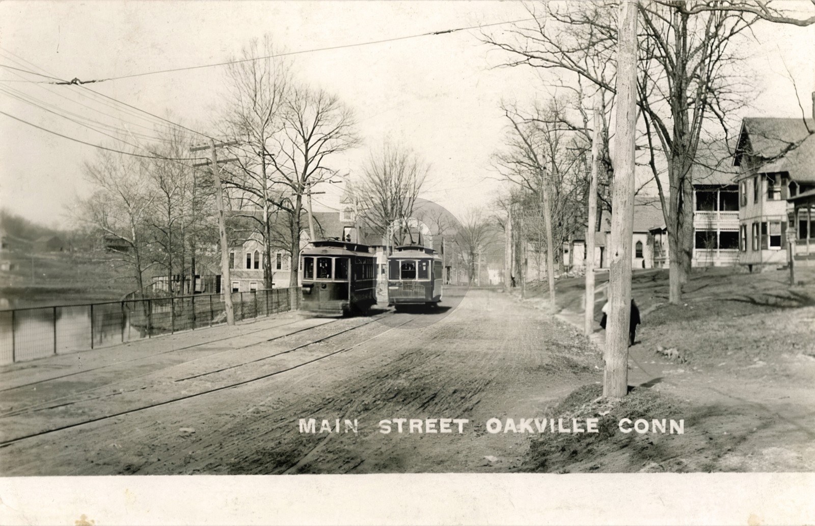 Oakville CT Connecticut Trolley Cars on Main Street RPPC Photo Postcard COPY