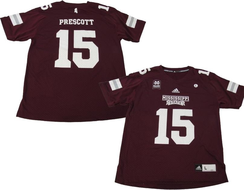 New Mississippi State Bulldogs #15 Dak Prescott Mens Sizes L-2XL Adidas Jersey